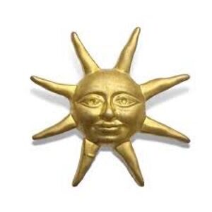 Gold Sun Face Celestial Gold Matte Pin Brooch